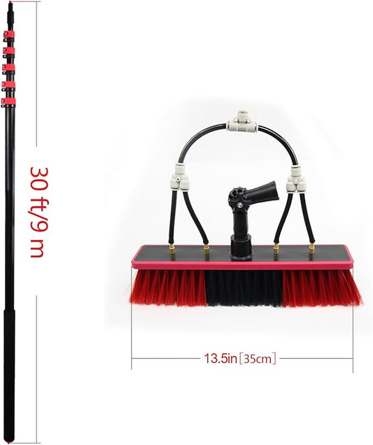 12ft-36ft Telescopic Window Cleaning Pole with Water Fed Brush - Extendable Roof Cleaning Equipment for Conservatories and Hard-to-Reach Areas Professional Cleaning Tools
