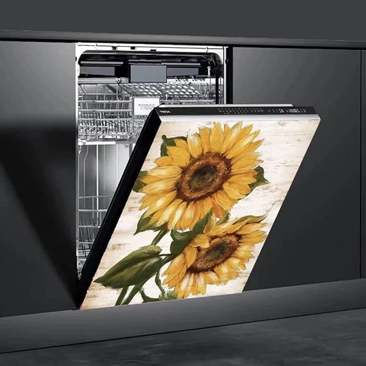 Retro Sunflower Kitchen Sticker Decor Dishwasher Cover Magnet, You are My Sunshine Dish Washer Door Panel Decal Magnetic, Refrigerator Magnet Decal Decor, Magnetic 23"x26"INCH