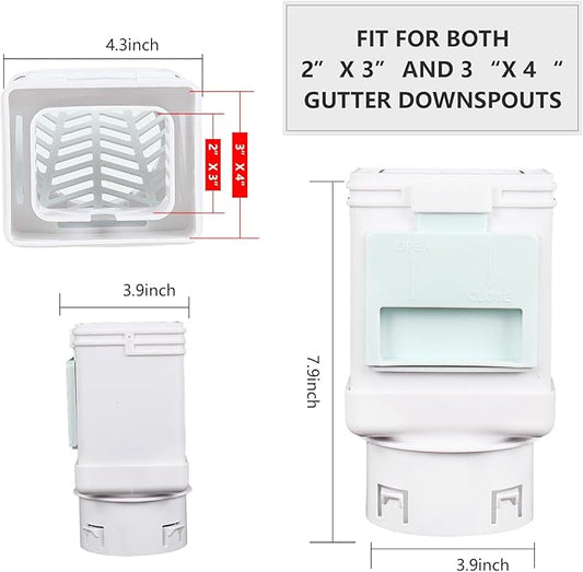 Downspout Filter,Leaf Removers,Downspout Screen Filters, 2X3 and 3X4 drainpipe, (2-pack white)