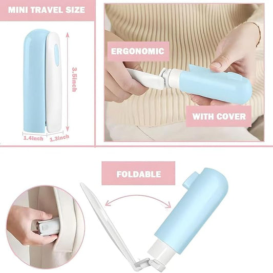 Mini Travel Lint Roller with 300 Sticky Sheets, Compact Portable Pet Hair Remover with Cover for Clothes, Travel, Small Foldable Lint Roller for Purse Car Bag Essentials (Black and Blue) - Image 2