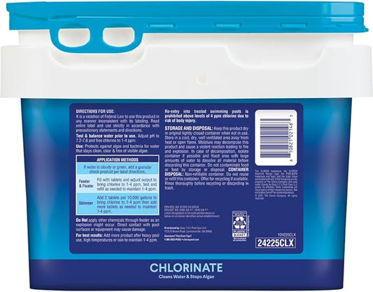 Clorox® Pool&Spa™ XtraBlue 3” Swimming Pool Chlorinating Tablets, Kills Bacteria & Stops Algae (25 LB)