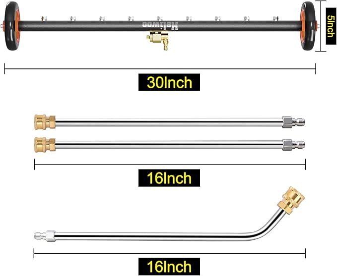 Undercarriage Pressure Washer Attachment, Upgrade 30 Inch Power Washer Water Broom with 9 Nozzles, Dual-Function Underbody Car Wash Surface Cleaner with 3 Pieces Extension Wand- 4000PSI