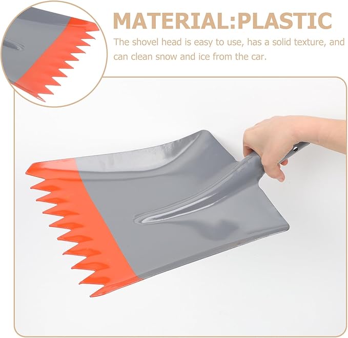 Heavy-Duty Metal Ice Shovel with Serrated Edge Snow and Ice Remover Tool for Driveway and Windshield Cleaning Convenient Ergonomic Design for Comfortable Cold Weather Use