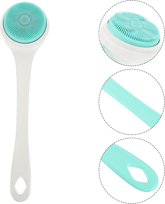 Homoyoyo Electric Waterproof Body Scrubber with 5 Silicone Brush Heads Rechargeable Back Brush for Shower Exfoliating and Dead Skin Removal, White Bath Cleaning Tool for Personal Care
