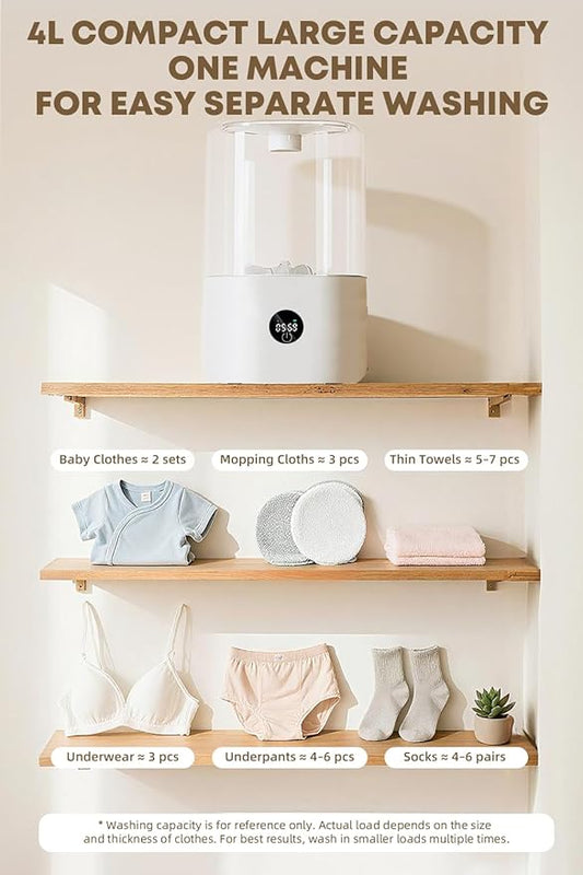 Portable Mini Washing Machine, 4L Mini Washing Machine, AC Powered Compact Washer for Underwear, Baby & Pet Clothes, Countertop Laundry Machine for Singles, Apartments, RV