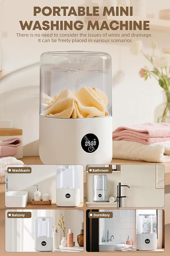 Portable Mini Washing Machine, 4L Mini Washing Machine, AC Powered Compact Washer for Underwear, Baby & Pet Clothes, Countertop Laundry Machine for Singles, Apartments, RV