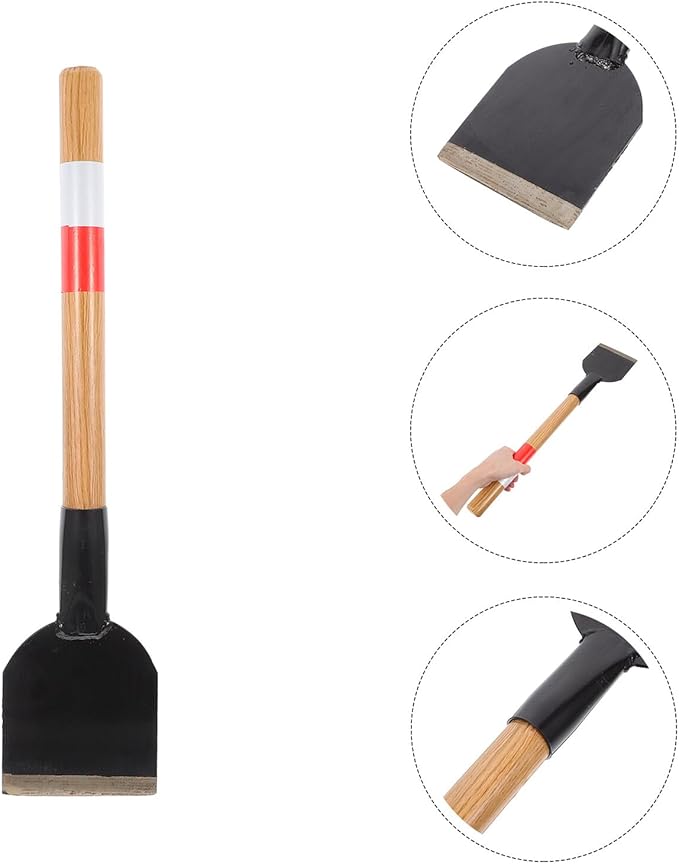 Railway Snow Scraper Shovel with Long Wooden Handle 12" Wide Metal Blade for Winter Snow and Ice Removal Outdoor Yard and Driveway Cleaning Tool