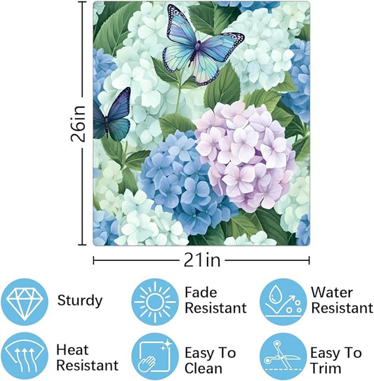 Dishwasher Magnet Cover Butterfly Hydrangea Flowers Reusable Dishwasher Magnetic Cover Sticker Decorative Dish Washer Door Cover Panel for Home Kitcen Appliance, 21x26 in