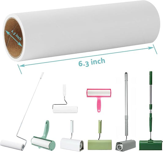 6.3 inch Large Lint Roller Refills Compatible with PetLovers BomDa YabeePet Fedicelly Large Lint Rollers for Pet Hair Extra Sticky 60 Sheets per Refill Pack of 5 Rolls 300 Sheets Total - Image 2