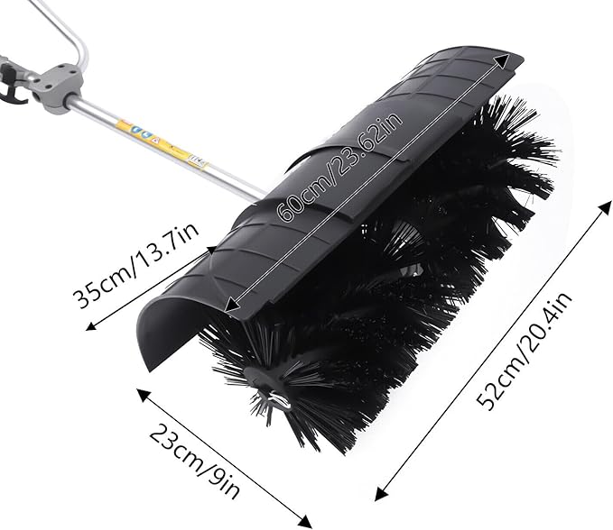 52cc 2 Stroke Gas Powered Backpack Broom Sweeper, 2.3HP Outdoor Handheld Sweeper Snow Sweeping Broom with Drive Rod, Portable Driveway Turf Lawns Cleaning Tools Petrol Engine Power Broom