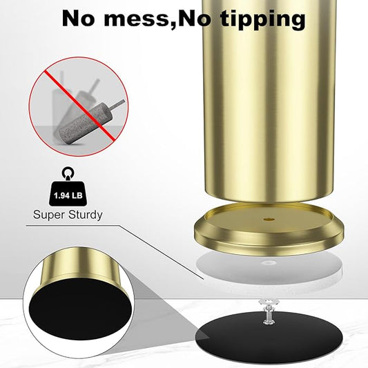 Gold Toilet Brush and Holder,Long Handled Gold Toilet Brush for Bathroom,Stainless Steel Heavy Duty Toilet Bowl Brush,Removable Inner Bowl,Deep Cleaning Dense Bristles Cleaner Brush -Space Saving