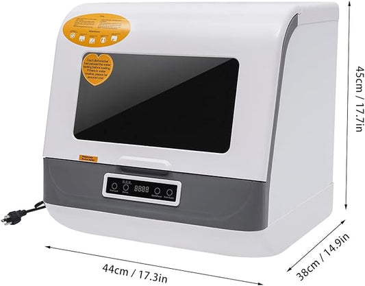 Portable Countertop Dishwasher, 800W Compact Dishwashers with Filter and Hybrid Drying Function, Mini Dishwasher with 3 Wash Programs for Apartments, Rvs, Small Kitchens (White)