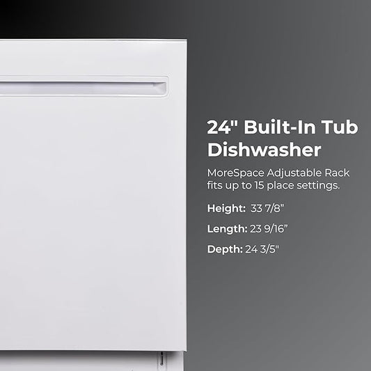 Kenmore 22-14672 24" Built-In Dishwasher - UltraWash Plus, TurboDry, EasyFlex Third Rack & SmartWash Cycle - 15 Place Settings - 45 DBA - ENERGY STAR Certified - 24" - White