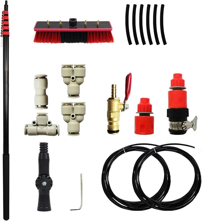 6m Solar Panel Cleaning Brush and Pole,Photovoltaic Panel CleaningTrucks Windows Water Fed Extendable Brush Roof Cleaning Tools Conservatory roof Cleaner,50cm-10.8m