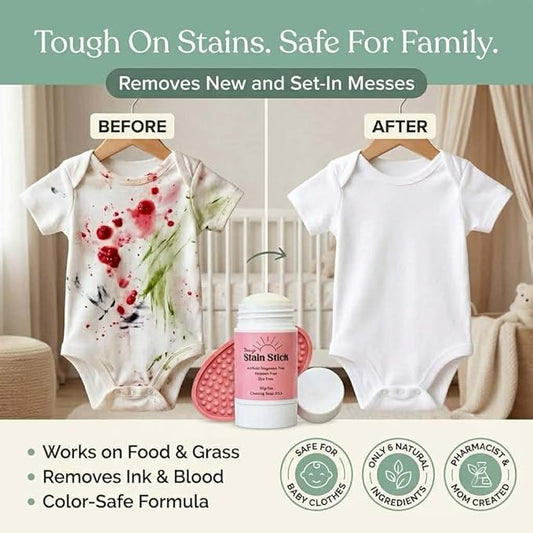 Mary’s Non Toxic Stain Remover Stain Stick with Scrub Base, Natural Refillable Laundry Stain Remover, Baby Stain Remover, Works on Blood, Grass, Food, Ink & Markers