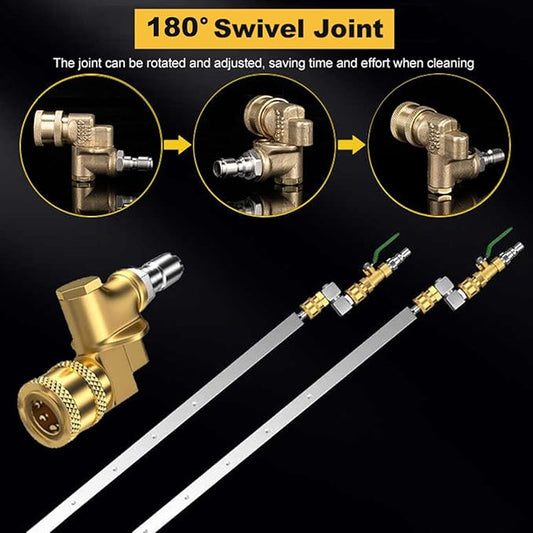 39'' Pressure Radiator Cleaning Wand, 4500 PSI Radiator Flush and Cleaner Tool with Cleaning Brush and Two 1/4'' Quick Coupler, Home Car Truck Stainless Steel Power Washer Wand