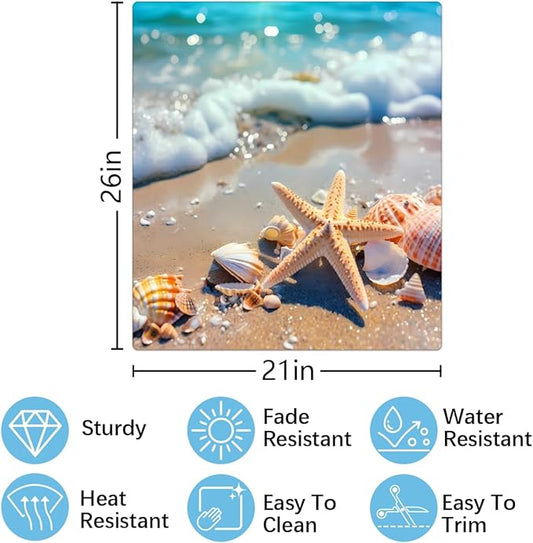 Dishwasher Magnet Cover Sea Beach Starfish Seashell Reusable Dishwasher Magnetic Cover Sticker Decorative Dish Washer Door Cover Panel for Home Kitcen Appliance, 21x26 in