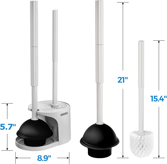 2 in 1 Toilet Plunger and Brush Set,Extended Handle Plunger,Toilet Bowl Brush Plunger Set,Bathroom Cleaning Tools ,Toilet Brush Plunger Combo,Cleaning Brush,Dark Gray