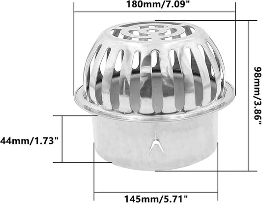 Roof Floor Drain,SAFYY 304 Stainless Steel Roof Drain Dome,Balcony Roof Dome Drain Cover,Yard Outdoor Anti Blocking Strainer,Gardens Gutter Cleaning Tool,Rain Bucket Drainage Parts (2, 150mm/6)