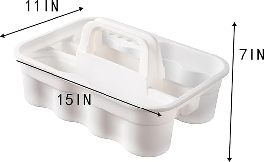Matthew Large Plastic Tote Tool & Deluxe Supply Cleaning Caddy with Handle Portable Shower Basket Storage Caddy for Cleaning Products Organizer,Take-Out Coffee/Soft Drink,Bath Multi Use - White