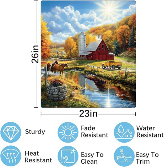 Autumn House Horse Lake Dishwasher Magnet Cover for The Front Magnetic Dishwasher Door Covers Dish Washer Sticker Wrap Home Decorative Appliances Panel Decal Kitchen Decor 23" x 26" (Magnetic)