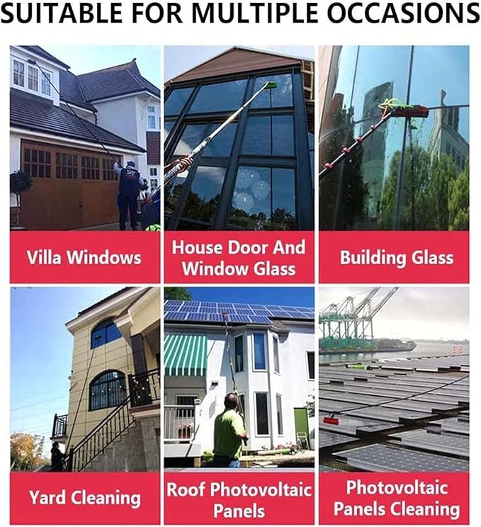Window Cleaning Telescopic Pole, Window Cleaning Pole Water Fed Pole Kit for Cleaner Conservatory Roof Photovoltaic Panel Cleaning Extendable Solar Panel Roof Cleaning Tools,30cmBrush-6mRod