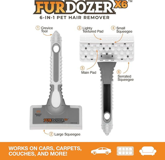 FurDozer Pet Hair Remover & Auto Detailing Tools - Cat & Dog Hair Remover for Carpets, Car Interiors, Couches, Bedding, & Pet Furniture (Gray, (3 Pack) - X6, X3 PRO, X3 MINI) - Image 2