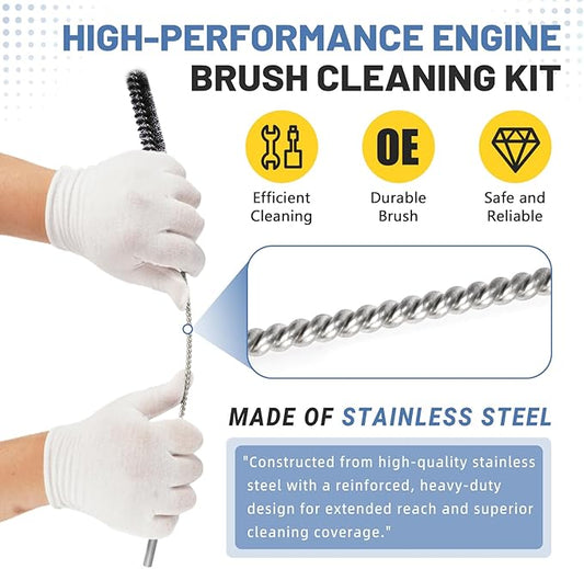 12 Pcs 61820 Car Engine Cleaning Detailing Brush Kit - Motor Engine Alternators Bay Stainless Steel Wire Brass Nylon Polishing and Cleaning Brush Set Tool