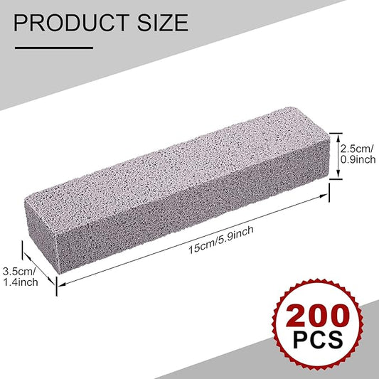 Chinco 200 Packs Pumice Stick for Cheaning, Pumice Scouring Stone Pad Removing Stain Grime Without Leaving Scratches for Kitchen Oven Stove Home Bathroom Toilet Pool House Cleaning Supplies