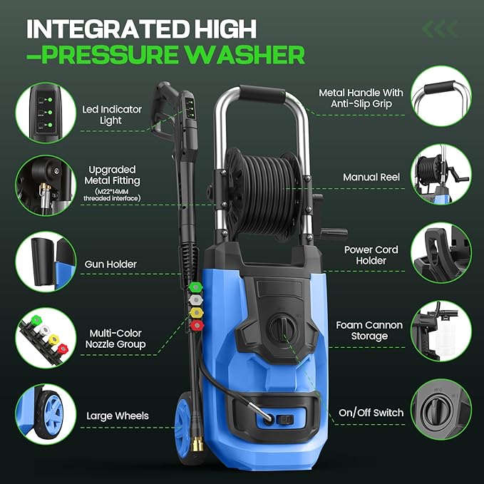 5000 MAX PSI P*ressure Washer, P*ower Cleaner, Blue