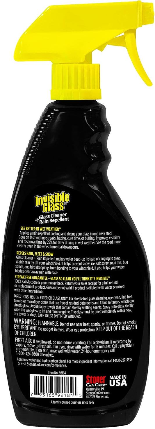 Invisible Glass 92184-6PK Glass Cleaner + Rain Repellent 2-in-1 Windshield and Window Spray, Cleans Auto Glass, Repels Rain, Sleet, Snow, Improves Wet Weather Visibility – 22 fl oz (Pack of 6)