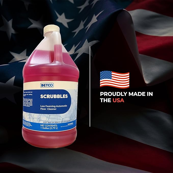 Scrubbles Low Foaming Automatic Floor Cleaner, Industrial Strength Concentrate - Deep Cleaning Solution for Concrete Floors, 2oz Per Gallon of Hot Water, 1 Gallon, Makes 64 Gallons