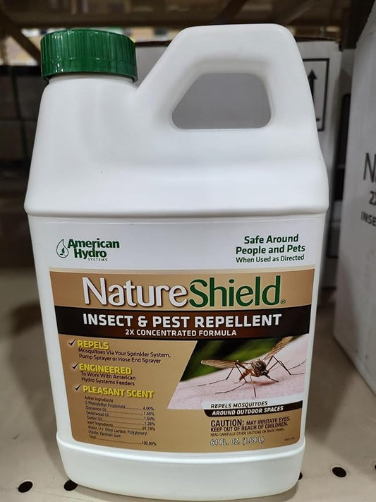 NatureShield Insect and Pest Repellent, Outdoor Bug Repellent for Patio and Lawn, Use with Irrigation Feeder System, Pump or Hose End Sprayer, 64 Fl Oz, 2 Pack