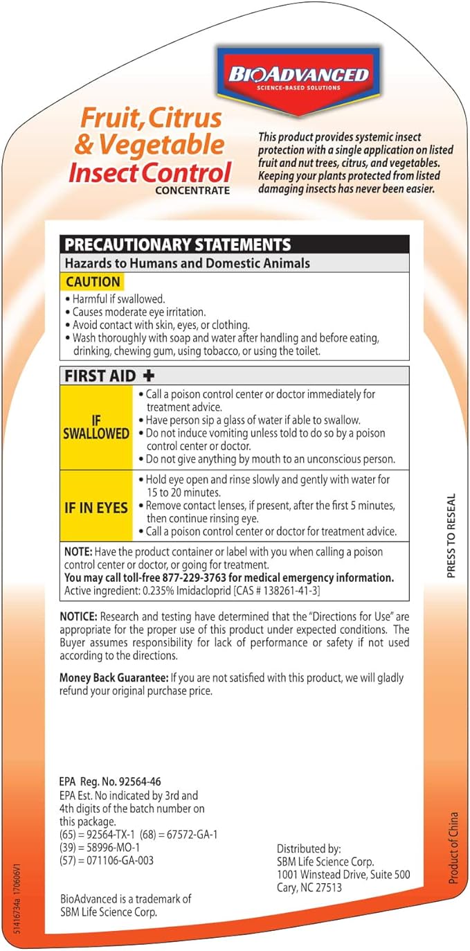 BioAdvanced Fruit, Citrus & Vegetable Insect Control for Edible Gardening, 32 oz