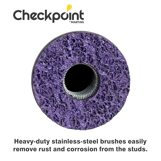 Checkpoint – 2-in-1 Stud and Hub Cleaning Tool for Cars, SUVs & Trucks – One-Piece Design, Removes Rust & Corrosion, Long-Lasting Abrasive Pad (Truck Model)