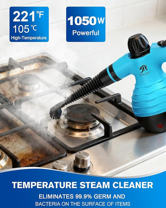 MLMLANT Steam Cleaner, Portable Multifunctional Household Steam Cleaner with Safety Lock & 9 Accessories, Ideal for Cleaning Carpets, Sofas, Cars, Kitchens, Bathrooms and More.