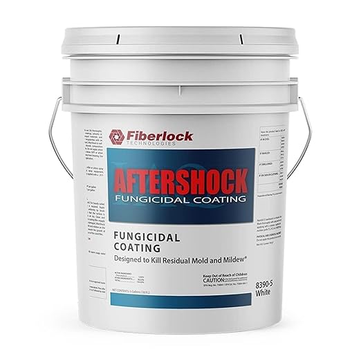 Fiberlock Aftershock Fungicidal Coating, White, 5 Gallons, Kills Residual Mold & Mildew, Inhibits Future Growth, Extremely Durable, Ideal for Interior Wall Surfaces