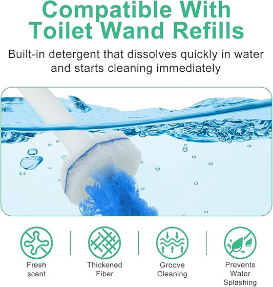 50pcs Disposable Toilet Wand Refills for Clorox,Replacement Brush Heads Compatible with Most Toilet Wand Refill System,Upgrade Fiber Cleaner Heads for Closestool Cleaning.(not Included Brush Rod)