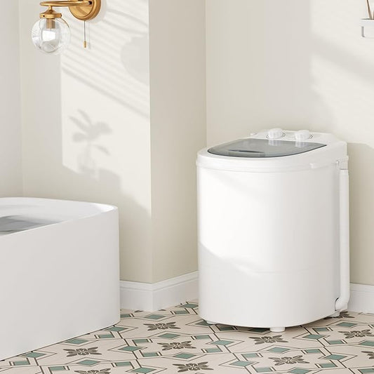 INTERGREAT Portable Washing Machine, 5.5 Lbs Compact Mini Portable Washer, 110V Single Tub Laundry Washer Machine for Apartments, Dorms, Traveling, RV, Grey