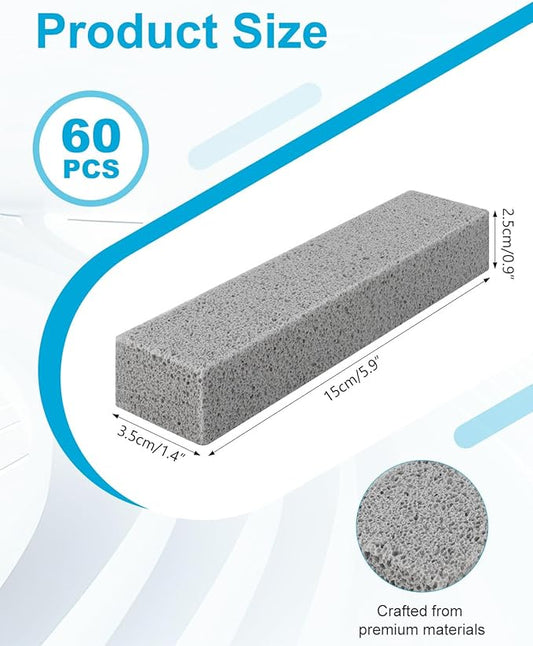 60 Pcs Pumice Stone for Toilet Cleaning Bowl, Pumice Scouring Stick Pad Hard Water Stain Remover,Cleaning Stones for Toilet, Stove, Oven, Bathroom, Grill, Kitchen, Sinks