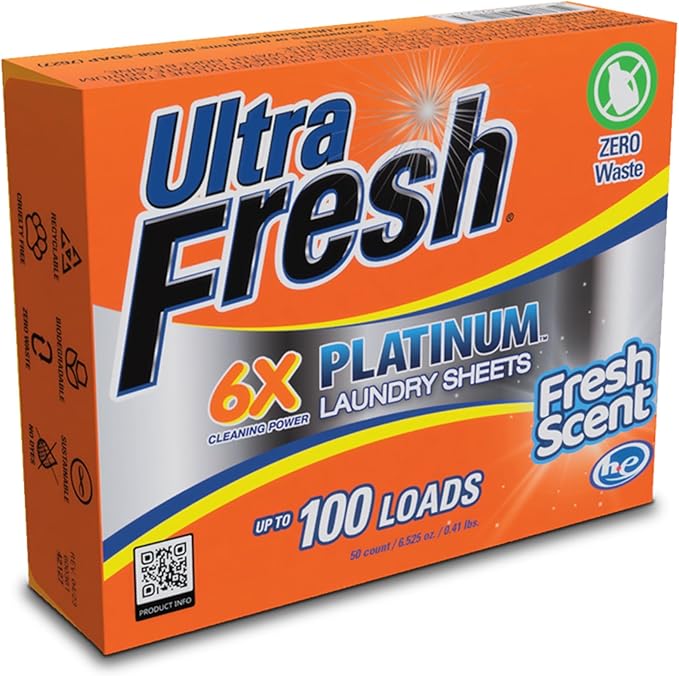 Ultra Fresh Platinum 3 Pack Laundry Soap Detergent Sheets, Ultra Concentrated, Stain Fighting, Fresh Scent, 300 Loads