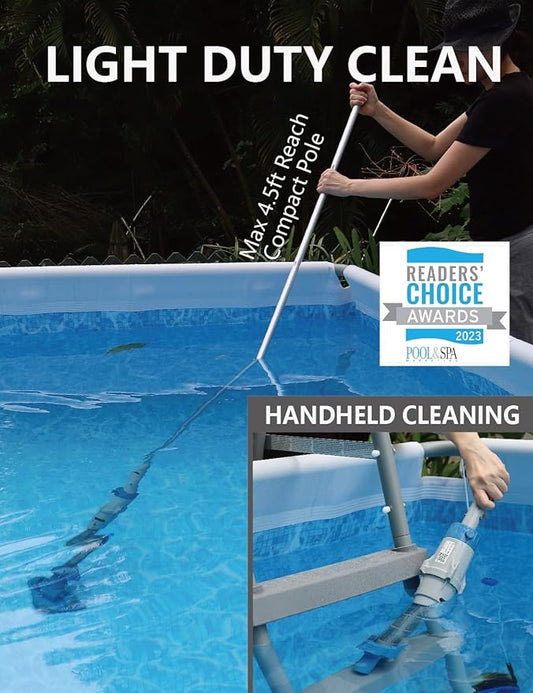 KOKIDO (2024 New) Rechargeable Spa Pool Vacuum Kit with Pole and Tools - Skimmer, Scrubber, Brush. IPX8 Cold/Hot watersafe, Steel Mesh Filter. Ideal for Spas Hot Tubs, for Sand and Debris XTROVAC 100