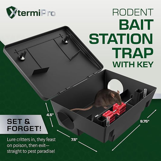 Large Rat & Mouse Bait Station - 4 Pack - Rat Bait Stations for Mice Outdoor/Indoor - Tamper Resistant - Child & Pet Safe Rodent Bait Station - Outside Traps - Bait Box Pest Control