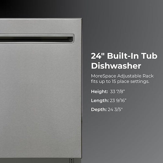 Kenmore 22-14675 24" Built-In Dishwasher - UltraWash Plus, TurboDry, EasyFlex Third Rack & SmartWash Cycle - 15 Place Settings - 45 DBA - ENERGY STAR Certified - 24" - Stainless Steel