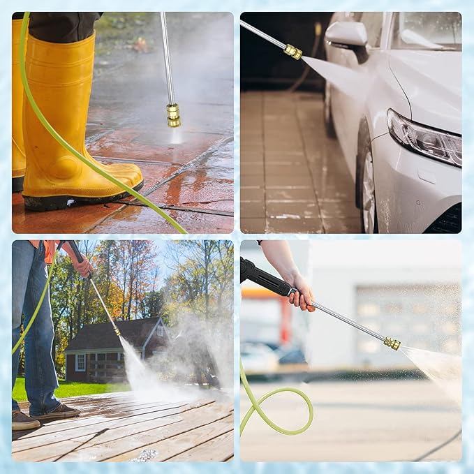 POHIR Pressure Washer Gun and Hose 3600 PSI, Pressure Washer Hose 50ft and Gun, 3/8" Quick Connect Swivel, M22 15mm/14mm Fittings, 30" Extension Wand & 7 Nozzle Tips - for Home & Outdoor Cleaning