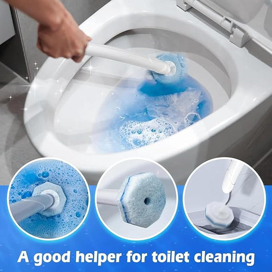 60 Pack Disposable Toilet Brush Refill Heads, 3-Layer Dissolvable Cleaning Pads with Detergent, Universal Fit for Most Toilet Wand Handles, Bathroom Cleaning Supplies, Bulk Value Pack