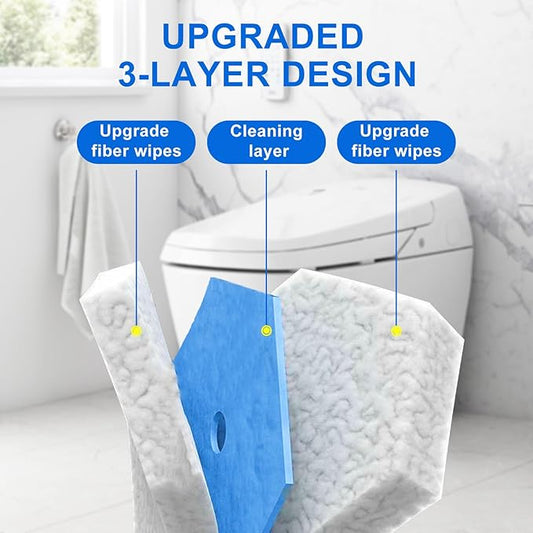 60pcs Disposable Toilet Wand Refills for Clorox,Replacement Brush Heads Compatible With Most Toilet Wand Refill System,Upgrade Fiber Cleaner Heads for Closestool Cleaning.(not included brush rod)