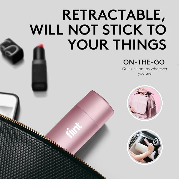 Flint Rose Gold Retractable Mini Lint Roller with 90 Extra Sticky Sheets, Small and Portable Lint Roller, Ideal Pet Hair Remover, Travel Lint Rollers for pet Hair Extra Sticky - Image 6