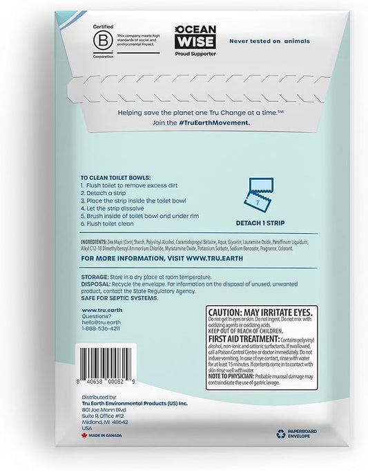 Tru Earth Toilet Bowl Cleaner Eco-Strips | Plastic Jug-Free, Septic-Safe for Cleaning | Easy to Use | 24 Strips