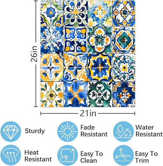 Dishwasher Magnet Cover Ethnic Mexican Tile Pattern Reusable Dishwasher Magnetic Cover Sticker Decorative Dish Washer Door Cover Panel for Home Kitcen Appliance, 21x26 in